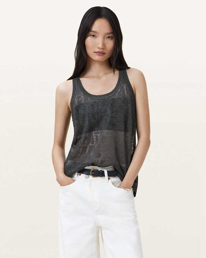AllSaints Kaito Jacquard Tank Top Women's Carbon Grey Women's