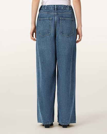 AllSaints Haze Wide Leg Pleated Jeans Women's Mid Indigo Women's