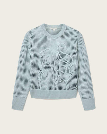 AllSaints Raelyn Relaxed Fit Open Stitch Sweater Women's Quarry Blue Women's
