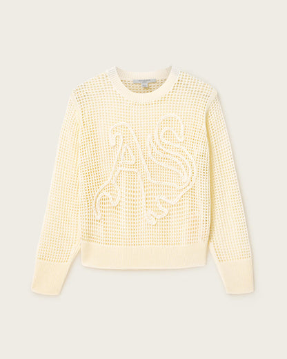 AllSaints Raelyn Relaxed Fit Open Stitch Sweater Women's Quarry Blue Women's