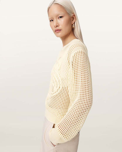 AllSaints Raelyn Relaxed Fit Open Stitch Sweater Women's Quarry Blue Women's