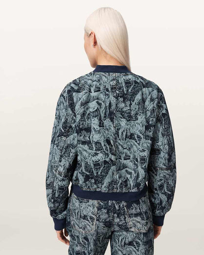 AllSaints Kaytra Printed Denim Bomber Women's Printed Indigo Women's