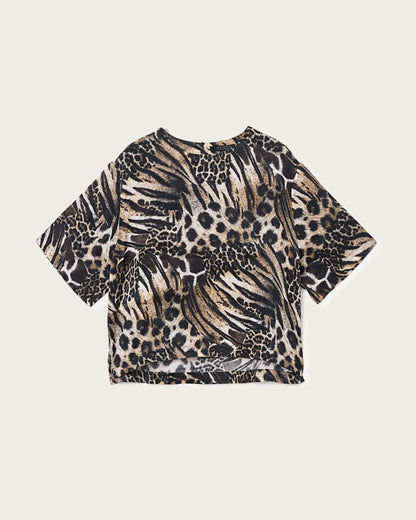 AllSaints Lottie Linen Blend Top Women's Trio Taupe Brown Women's