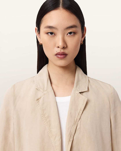 AllSaints Aleida Tencel Blazer Women's Taupe Brown Women's