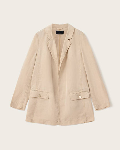AllSaints Aleida Tencel Blazer Women's Taupe Brown Women's