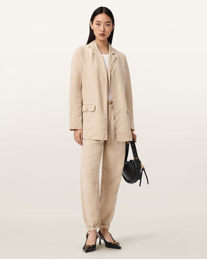 AllSaints Aleida Tencel Blazer Women's Taupe Brown Women's