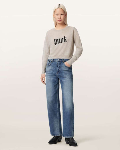 AllSaints Deetz Knitted Motif Sweater Women's Chalk White Women's