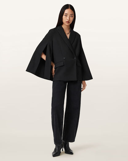 AllSaints Luna Double Breasted Cape Blazer Women's Black Women's