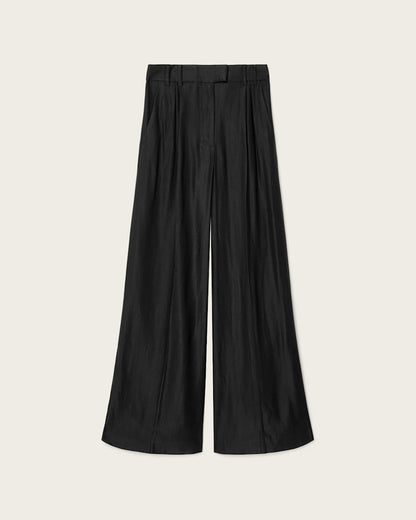 AllSaints Charley Relaxed Fit Linen Blend Pants Women's Black Women's