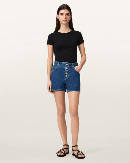 AllSaints Tay Mid Rise Denim Shorts Women's Dark Indigo Women's