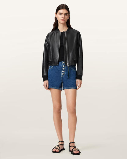 AllSaints Tay Mid Rise Denim Shorts Women's Dark Indigo Women's