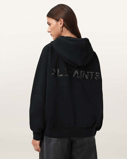 AllSaints Talon Underground Sequin Oversized Hoodie Women's Black Women's