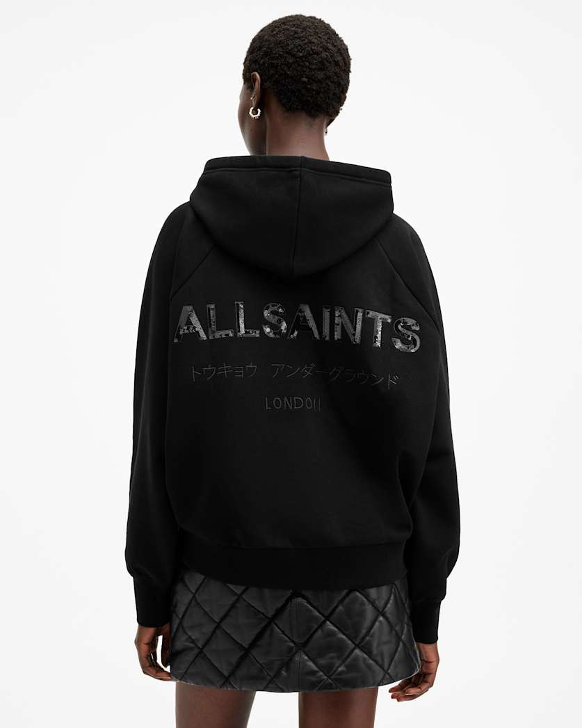 AllSaints Talon Underground Sequin Oversized Hoodie Women's Black Women's