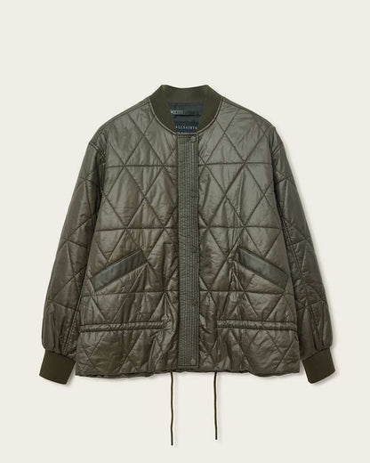 AllSaints Alli Quilted Bomber Jacket Women's Forest Green Women's