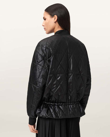 AllSaints Alli Quilted Bomber Jacket Women's Forest Green Women's
