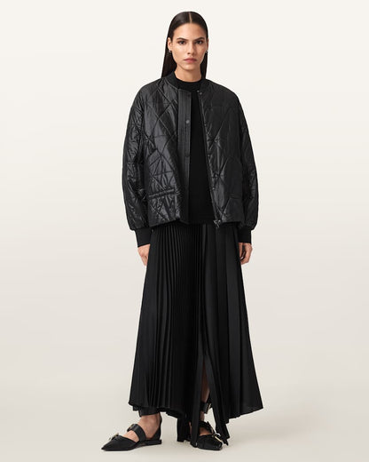 AllSaints Alli Quilted Bomber Jacket Women's Forest Green Women's