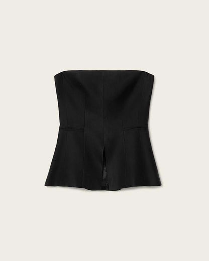 AllSaints Charley Bodycon Fit Linen Blend Bodice Women's Black Women's
