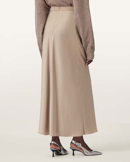 AllSaints Alexia Gathered Maxi Skirt Women's Taupe Grey Women's