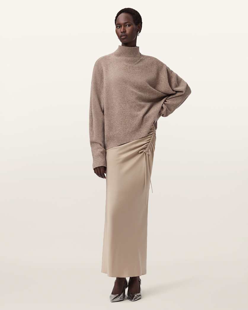 AllSaints Alexia Gathered Maxi Skirt Women's Taupe Grey Women's