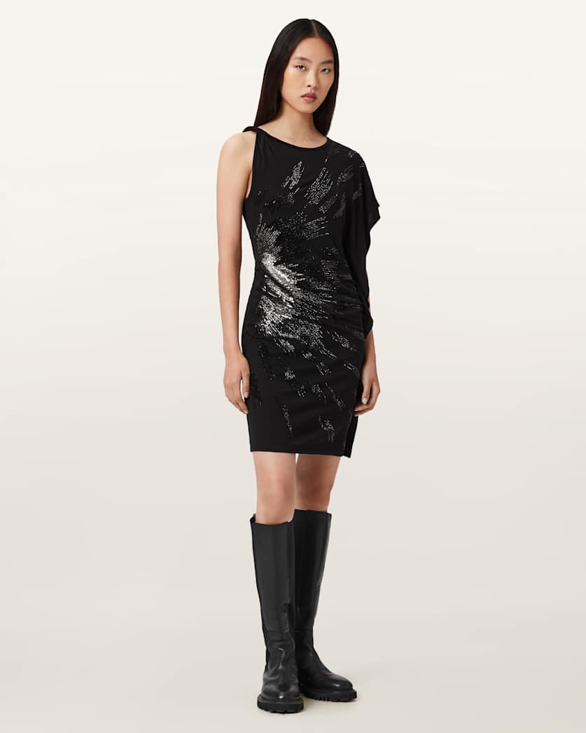 AllSaints Sophie Embellished Mini Dress Women's Black Women's
