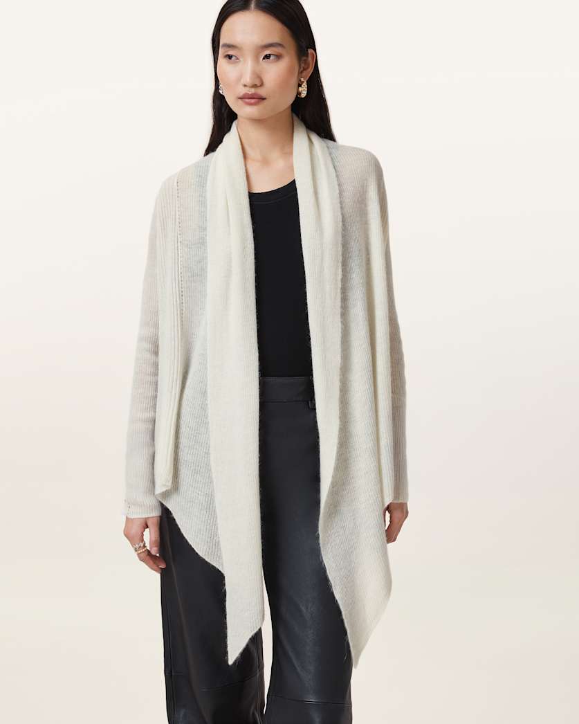AllSaints Harper Pirate Open Front Cardigan Women's Chalk White Women's