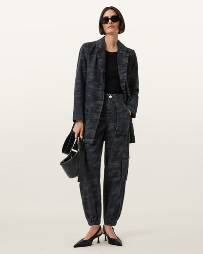 AllSaints Aleida Denim Blazer Women's Camo Ink Blue Women's