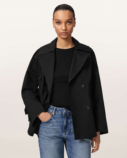 AllSaints Connie Relaxed Fit Double Breasted Trench Coat Women's Pinto Brown Women's