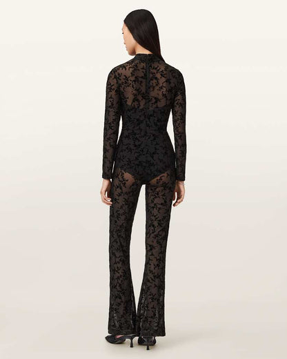 AllSaints Rylee Flock Lace Catsuit Women's Black Women's