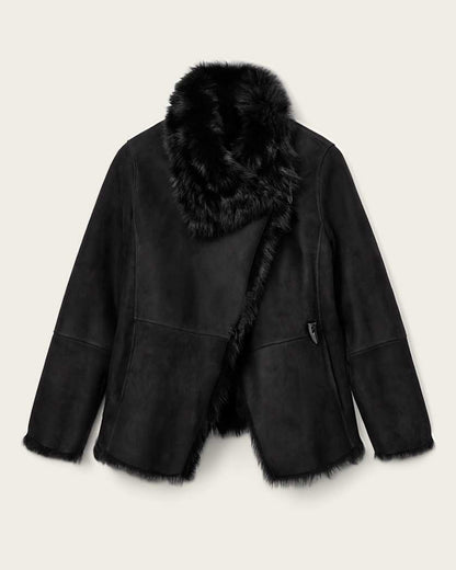 AllSaints Wilton Reversible Shearling Jacket Women's Black Women's