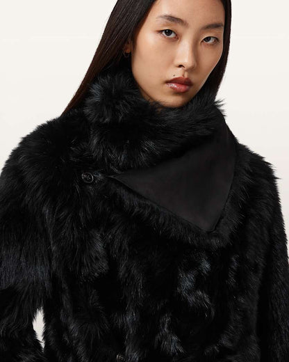 AllSaints Wilton Reversible Shearling Jacket Women's Black Women's
