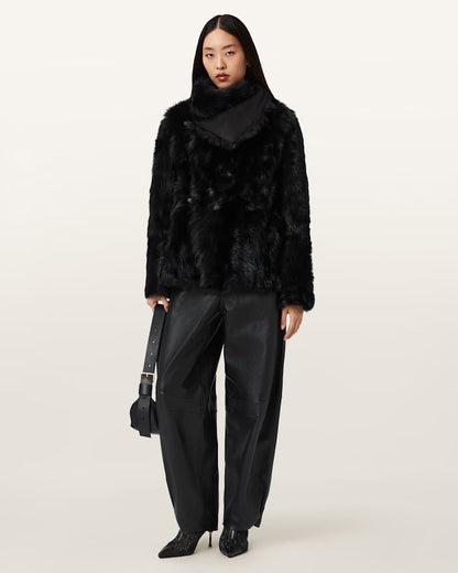 AllSaints Wilton Reversible Shearling Jacket Women's Black Women's