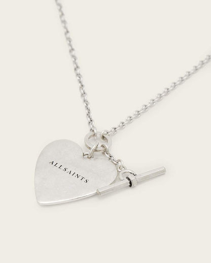 AllSaints Lia Heart Necklace Women's Warm Silver Women's