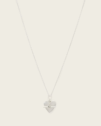 AllSaints Lia Heart Necklace Women's Warm Silver Women's