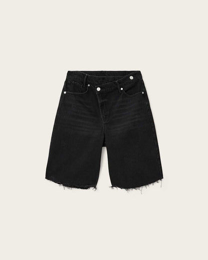 AllSaints Aki Crossover Wide Leg Shorts Women's Washed Black Women's
