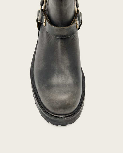 AllSaints Maddie Leather Biker Boots Women's Dark Brown Women's