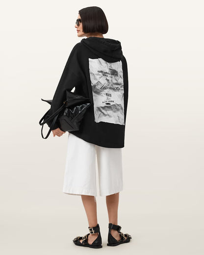 AllSaints Etti Scrunch Graphic Hoody Women's Black Women's