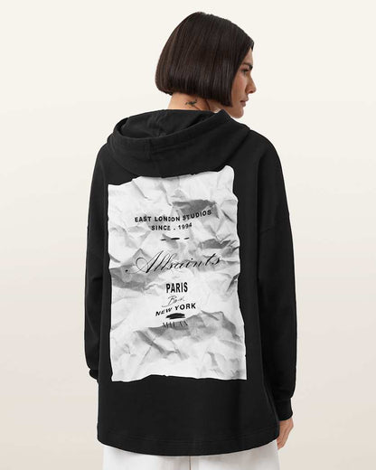 AllSaints Etti Scrunch Graphic Hoody Women's Black Women's