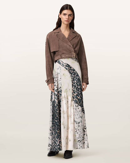 AllSaints Ophelia Cropped Suede Jacket Women's Mole Brown Women's