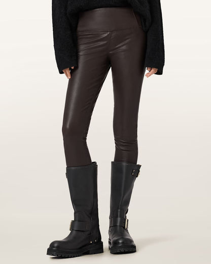 AllSaints Cora Leather Stretch Leggings Women's Bitter Brown Women's