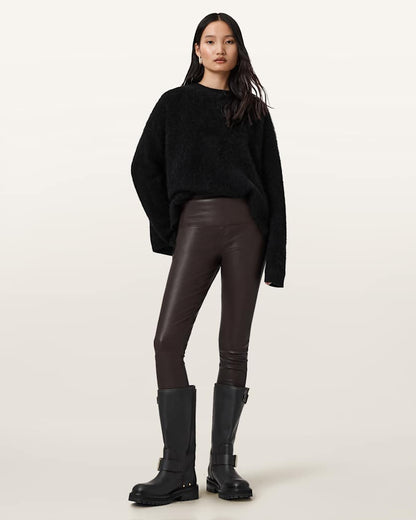 AllSaints Cora Leather Stretch Leggings Women's Bitter Brown Women's