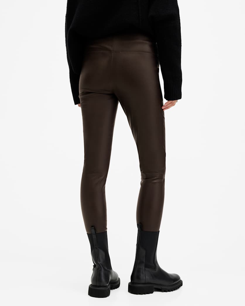 AllSaints Cora High Rise Leather Leggings Women's Oxblood Red Women's