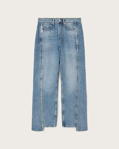 AllSaints Frankie Loose Fit Stud Denim Jeans Women's Vintage Indigo Women's