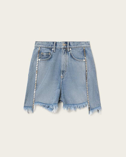 AllSaints Frankie Studded Denim Shorts Women's Vintage Indigo Women's
