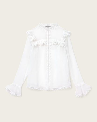 AllSaints Ciara Sheer Lace Shirt Women's Vintage White Women's