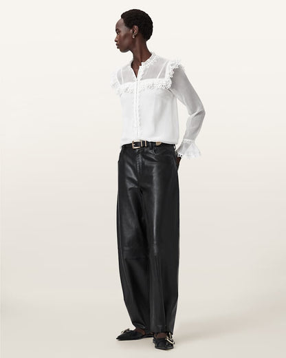 AllSaints Ciara Sheer Lace Shirt Women's Vintage White Women's