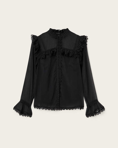 AllSaints Ciara Sheer Lace Shirt Women's Vintage White Women's