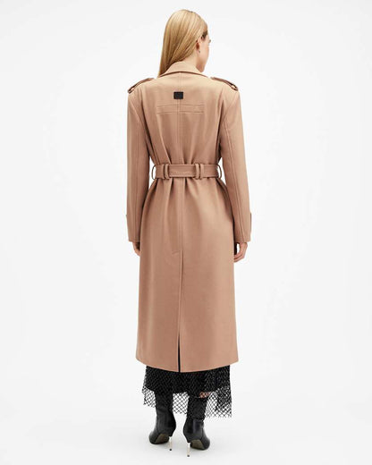 AllSaints Augusta Cashmere Wool Blend Coat Women's Camel Brown Women's