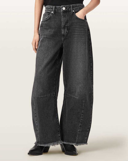 AllSaints Payton Barrel Leg Denim Jeans Women's Washed Black Women's