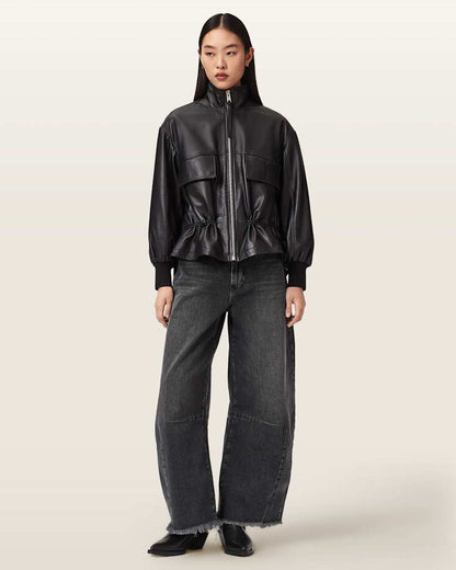 AllSaints Payton Barrel Leg Denim Jeans Women's Washed Black Women's