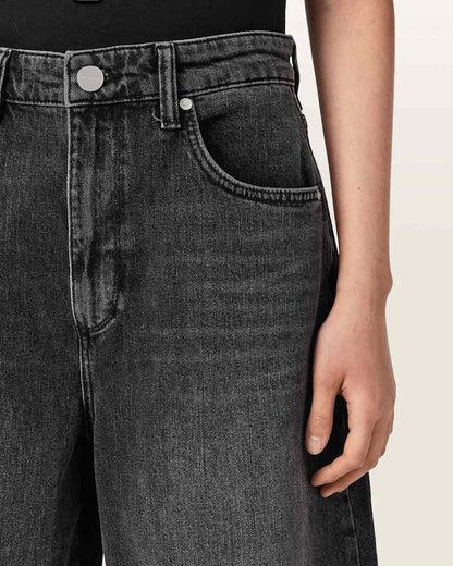AllSaints Payton Barrel Leg Denim Jeans Women's Washed Black Women's